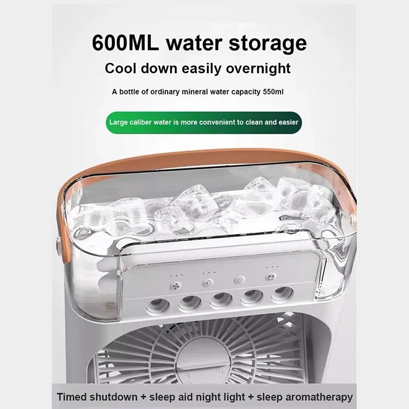 Portable 3-in-1 Air Cooler – Fan, Humidifier & LED Night Light - PrimaFit