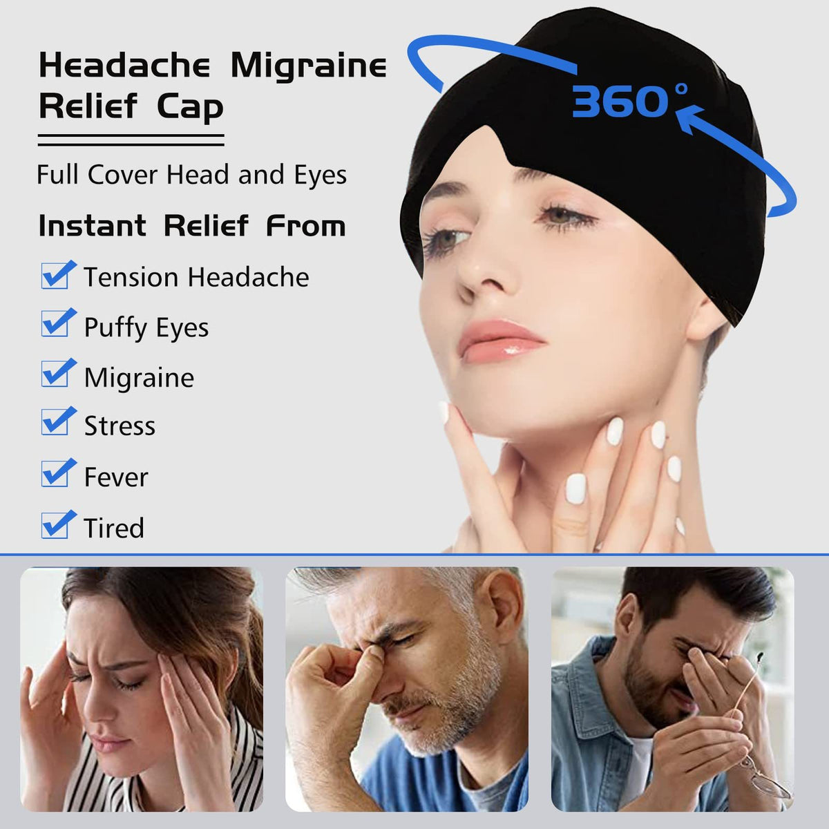 Migraine Relief Cap - Soothing Hot & Cold Therapy - PrimaFit