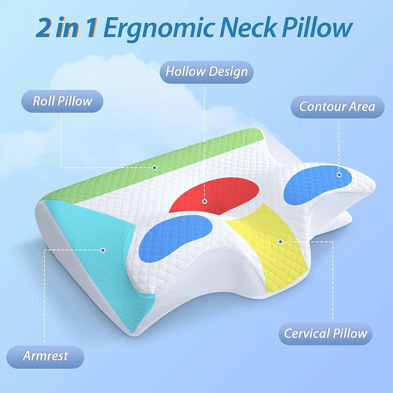 Ergonomic Memory Foam Cervical Pillow for Neck Support (3 Colors) - PrimaFit